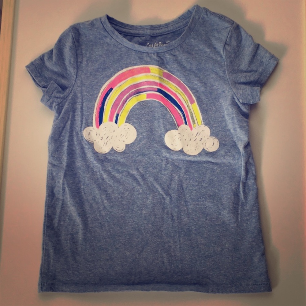 Cat & Jack Rainbow Graphic Heather Blue/Gray Tee